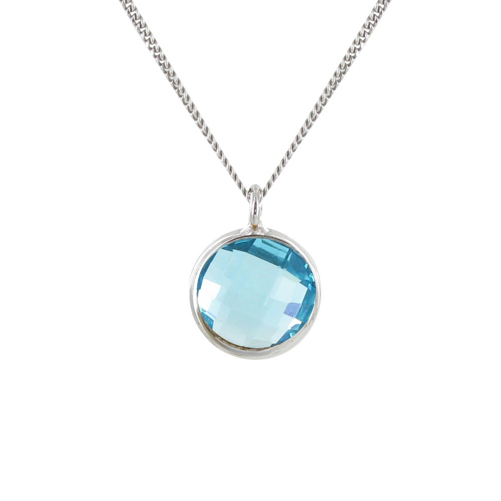 LES POULETTES BIJOUX Collier Argent Rond Cristal - Classics - Bleu ciel