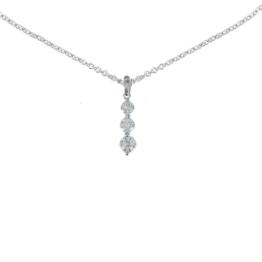 LES POULETTES BIJOUX Collier Argent 925 Rhodié Pendentif Trois Strass