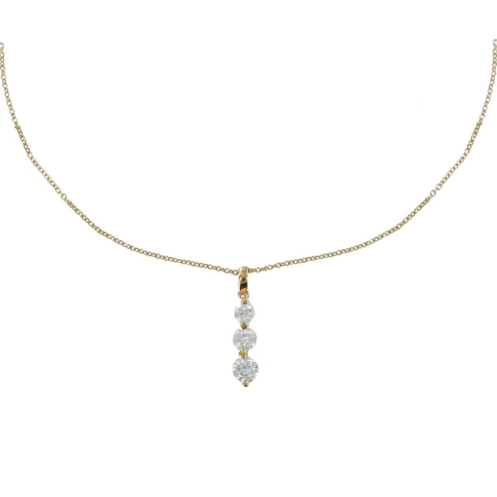LES POULETTES BIJOUX Collier Plaqué Or Pendentif Trois Strass