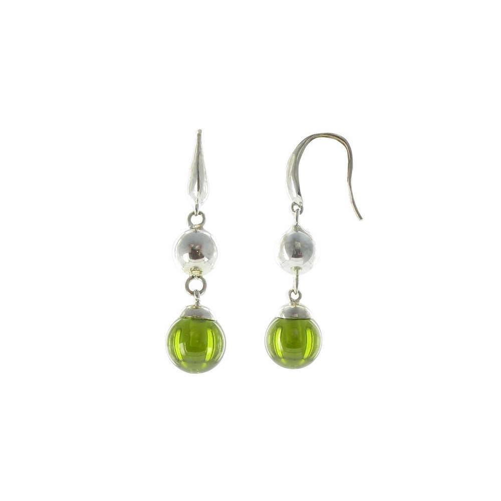 LES POULETTES BIJOUX - Boucles d'Oreilles Perle Argent et Perle Zirconium Emeraude