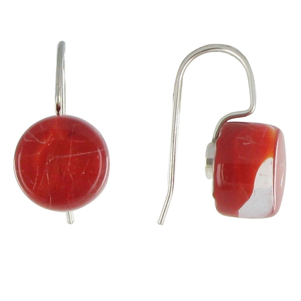 LES POULETTES BIJOUX V Boucles d'Oreilles Verre Bonbons Ronds Rouge