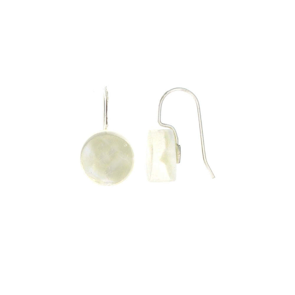 LES POULETTES BIJOUX V Boucles d'Oreilles Verre Bonbons Ronds Pate de Verre Blanc Na