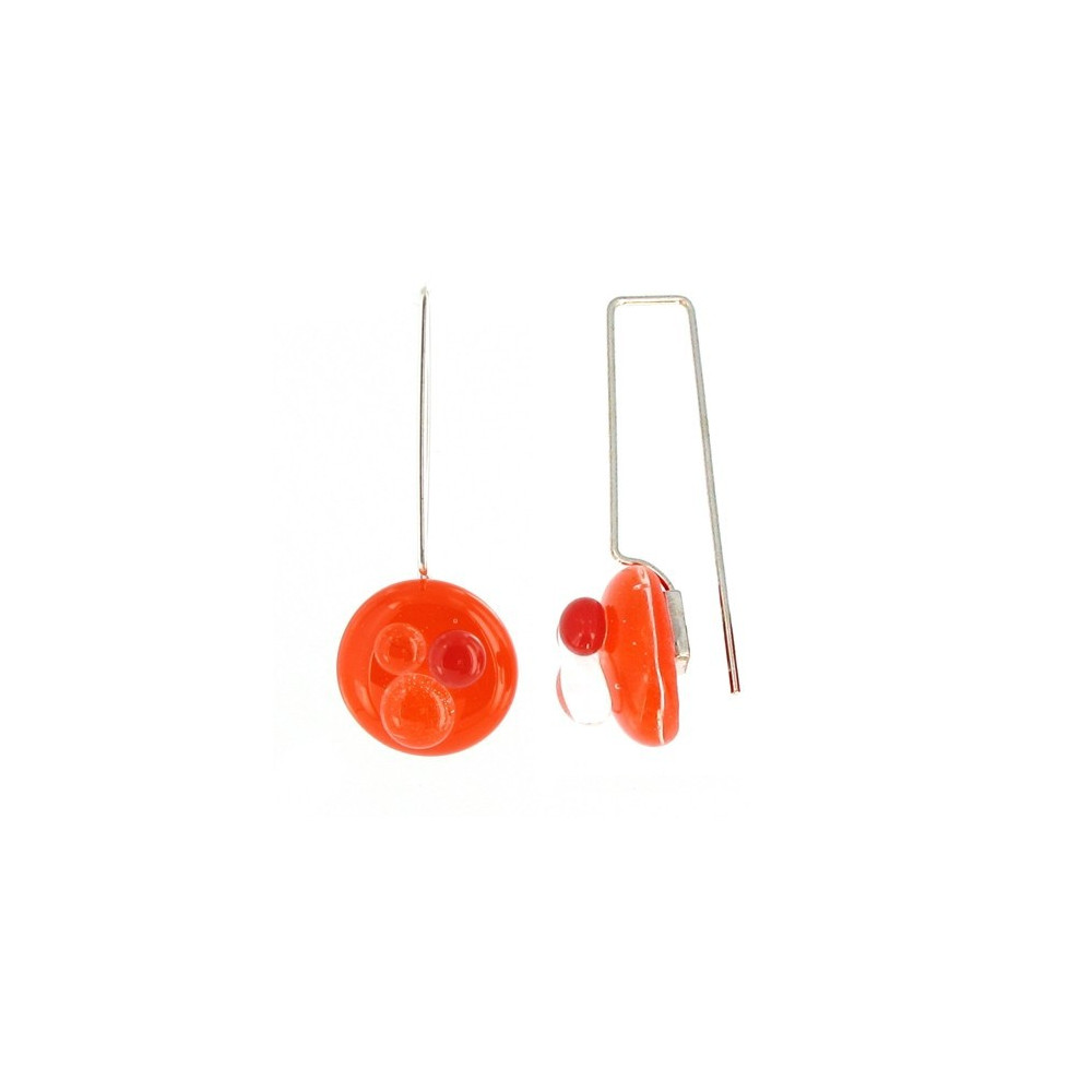 LES POULETTES BIJOUX V Boucles d'Oreilles Verre Bulles Orange