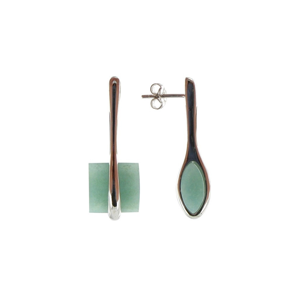 LES POULETTES BIJOUX V Boucles d'Oreilles Club Argent et Amazonite