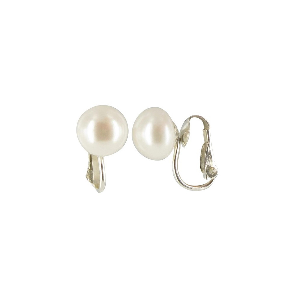 LES POULETTES BIJOUX V Boucles d'Oreilles Clips Argent et Perle de Culture 10 mm