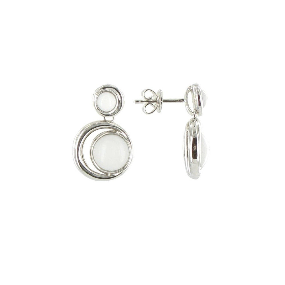LES POULETTES BIJOUX V Boucles d'Oreilles Argent Atoll Agate Blanche