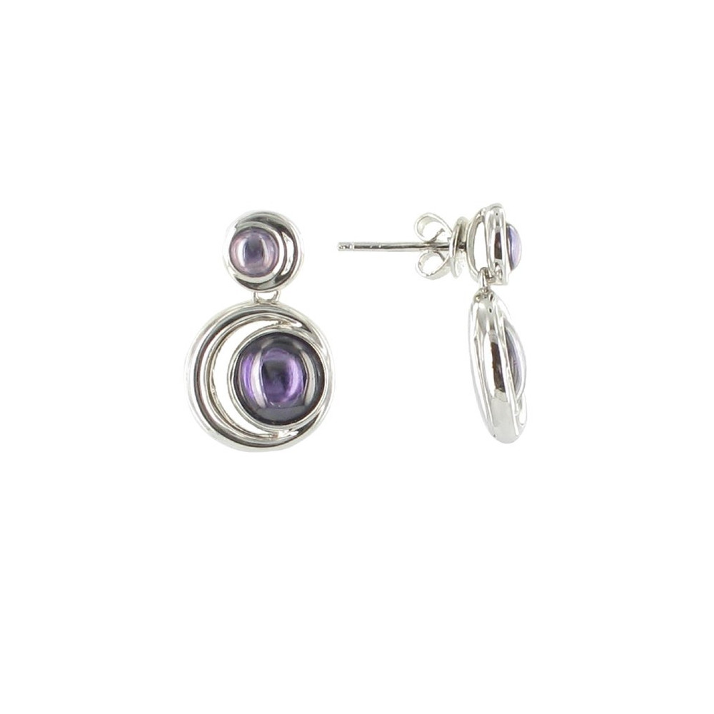 LES POULETTES BIJOUX V Boucles d'Oreilles Argent Atoll Zirconium Amethyste LES POULETTES BIJOUX V Boucles d'Oreilles Argent Atoll Zirconium Amethyste