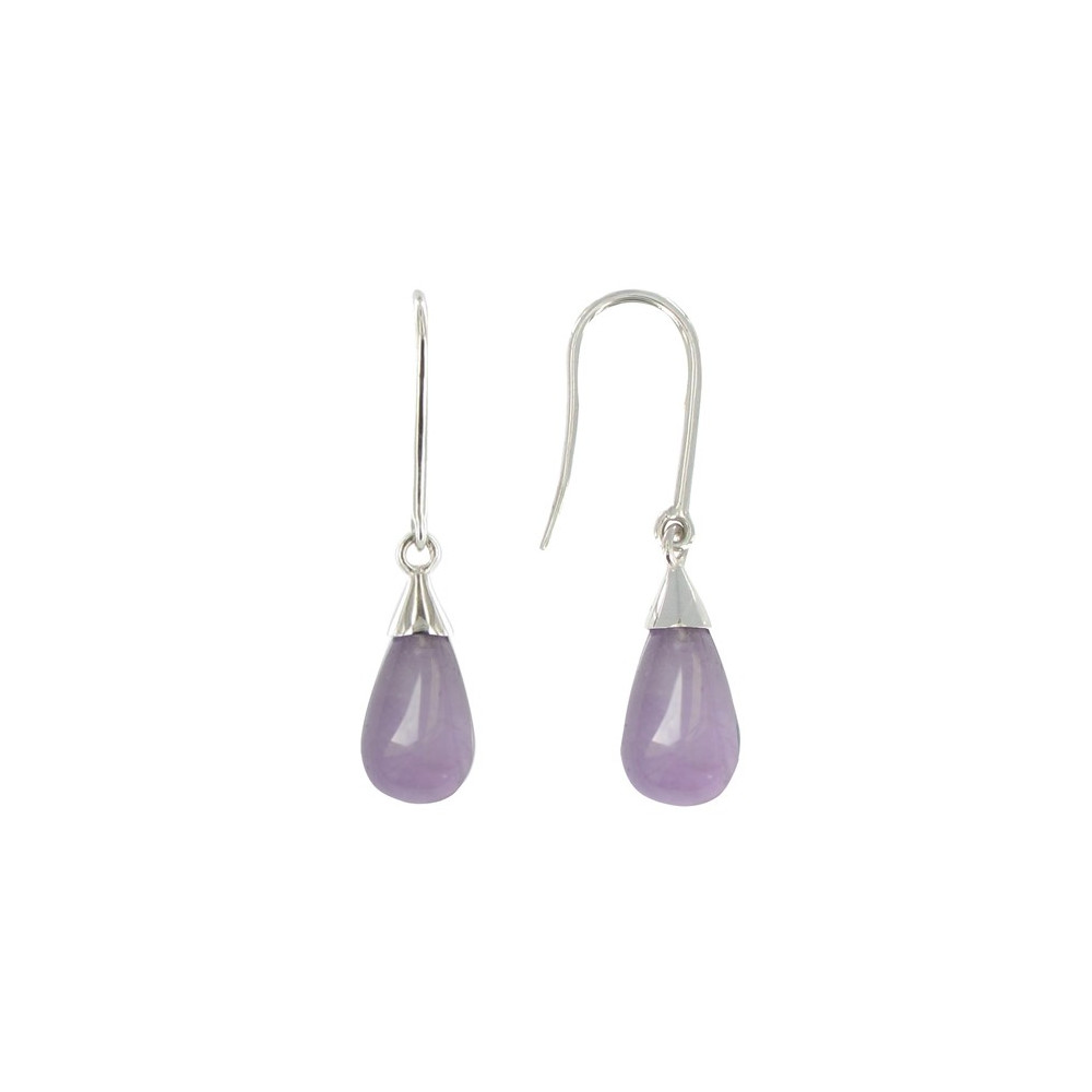 LES POULETTES BIJOUX Boucles d'Oreilles Argent Grande Goutte d'Améthyste