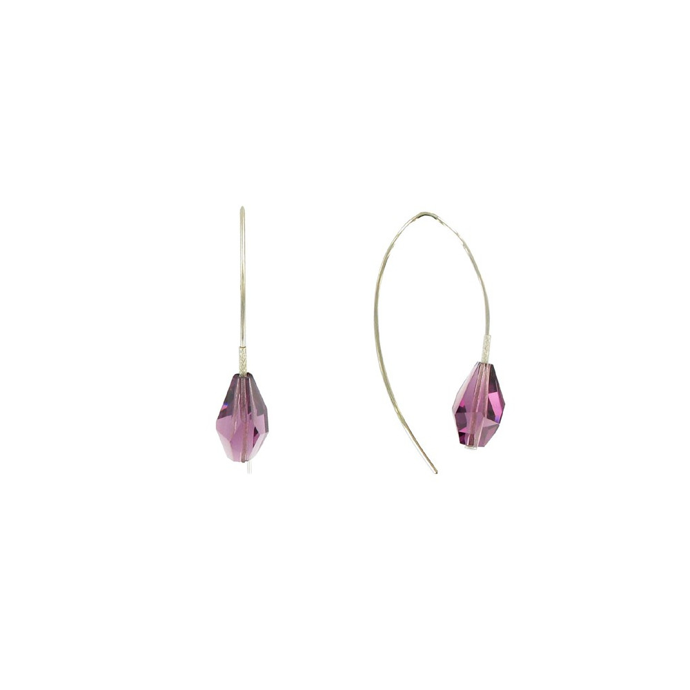 LES POULETTES BIJOUX Boucles d'Oreilles en Argent et Cristal Couleur Améthyste