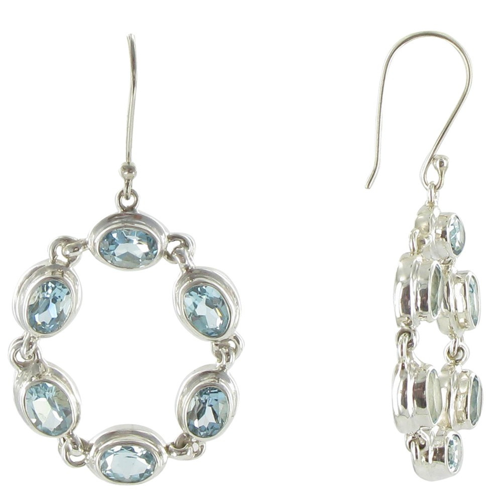LES POULETTES BIJOUX V Boucles d'Oreilles Argent et Cercles de Six Topazes