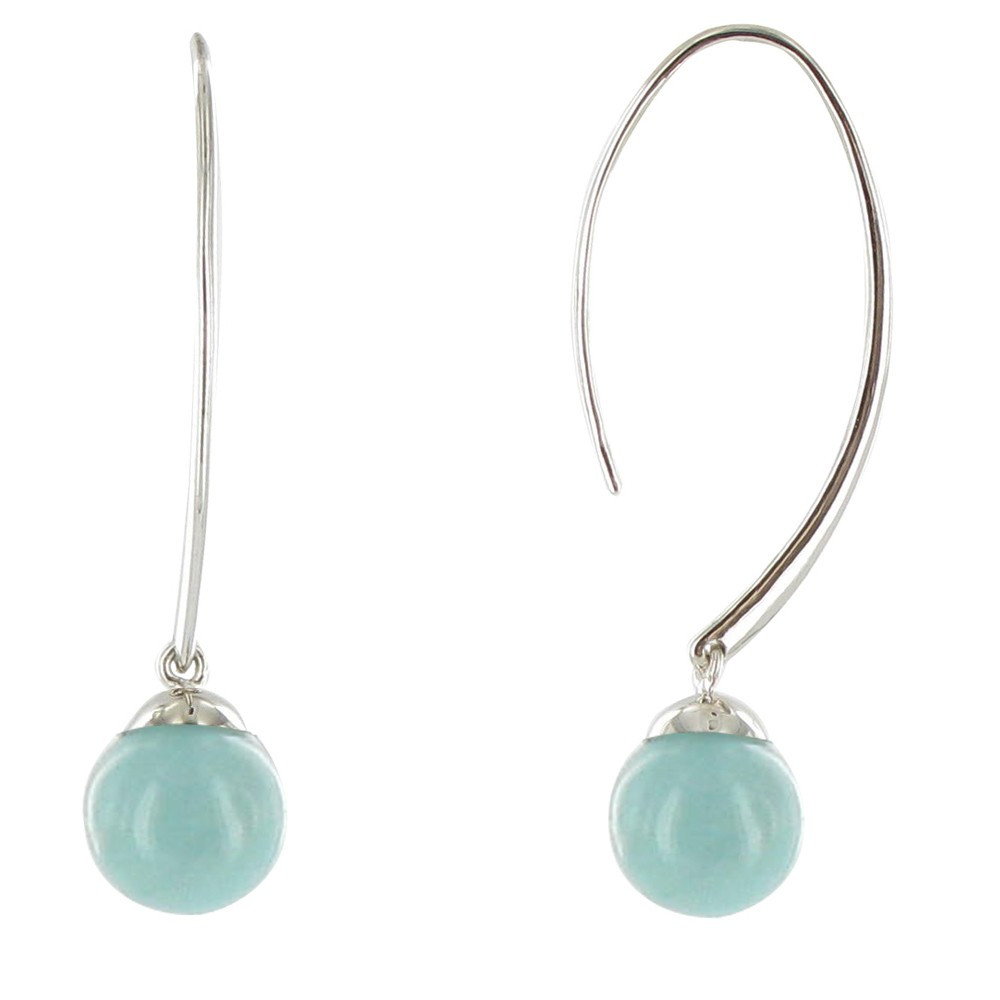 LES POULETTES BIJOUX Boucles d'Oreilles Grandes Billes Amazonite