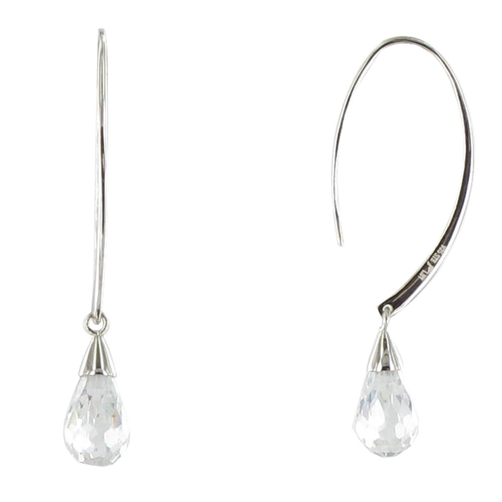 LES POULETTES BIJOUX V Boucles d'Oreilles Grande Goutte de Zirconium Facettée Cristal