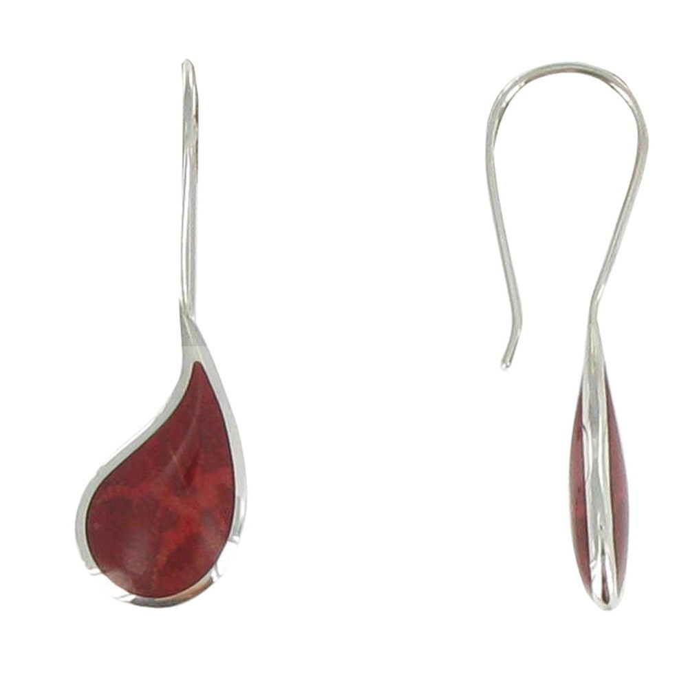 LES POULETTES BIJOUX Boucles d'Oreilles en Argent et Goutte Couleur Corail