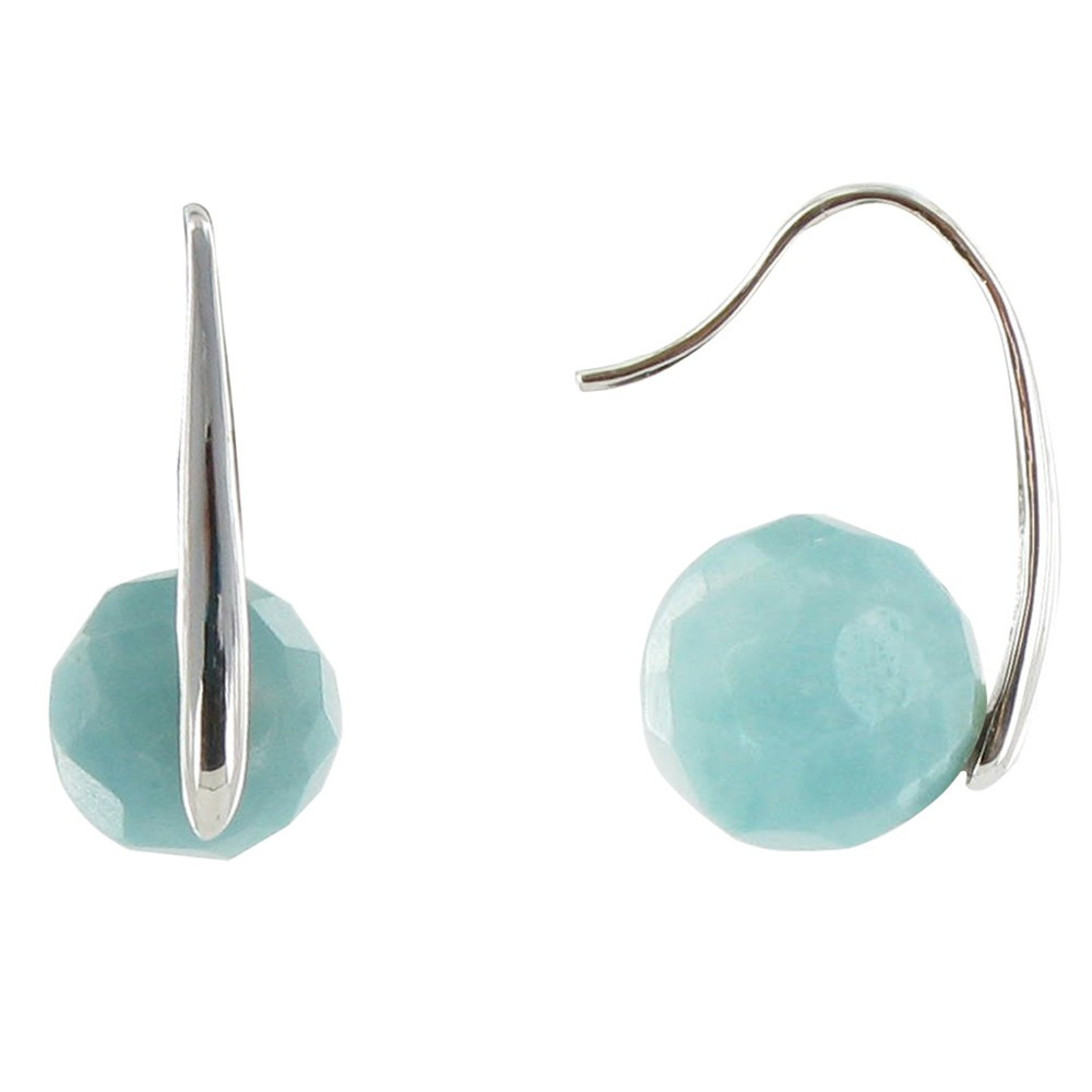 LES POULETTES BIJOUX V Boucles d'Oreilles Argent Une Perle d'Amazonite Facetée