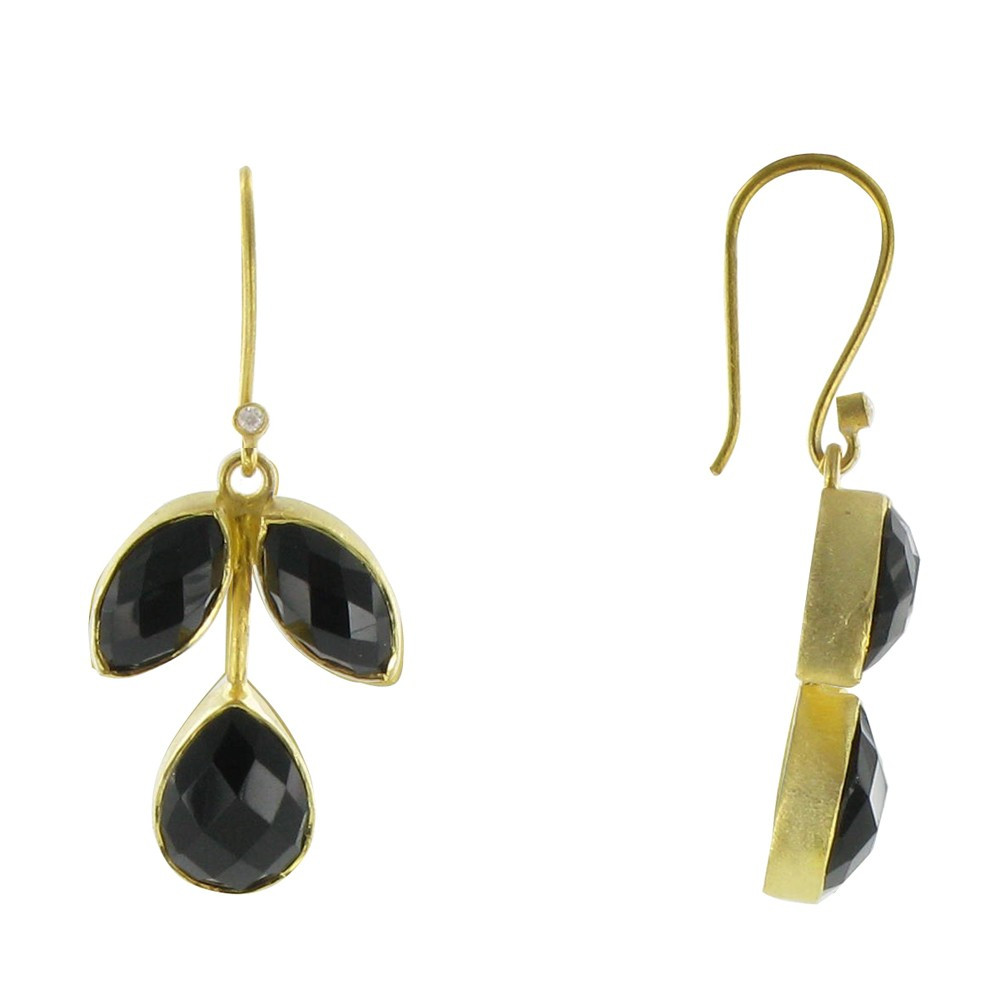 LES POULETTES BIJOUX Boucles d'Oreilles Argent 925 Doré Crochet Tige de Feuilles en