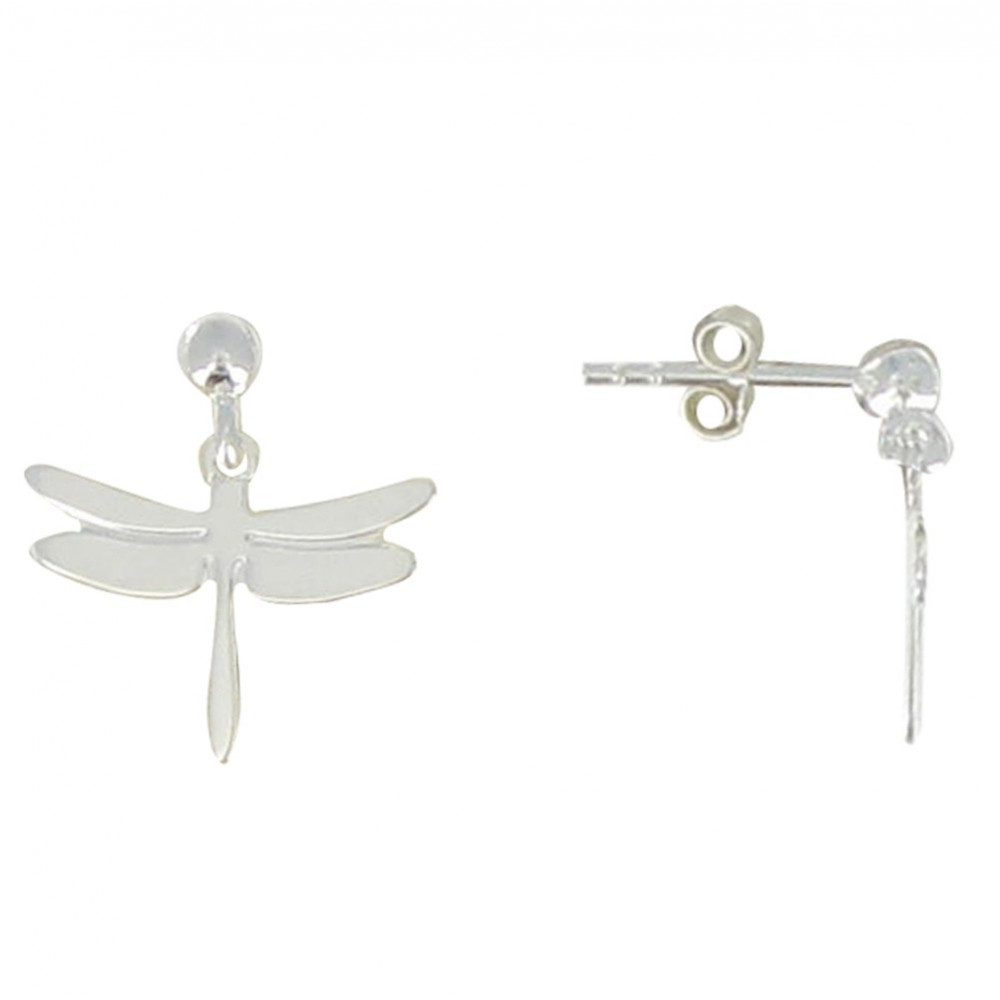 LES POULETTES BIJOUX V Boucles d'Oreilles Puces Argent Libellule