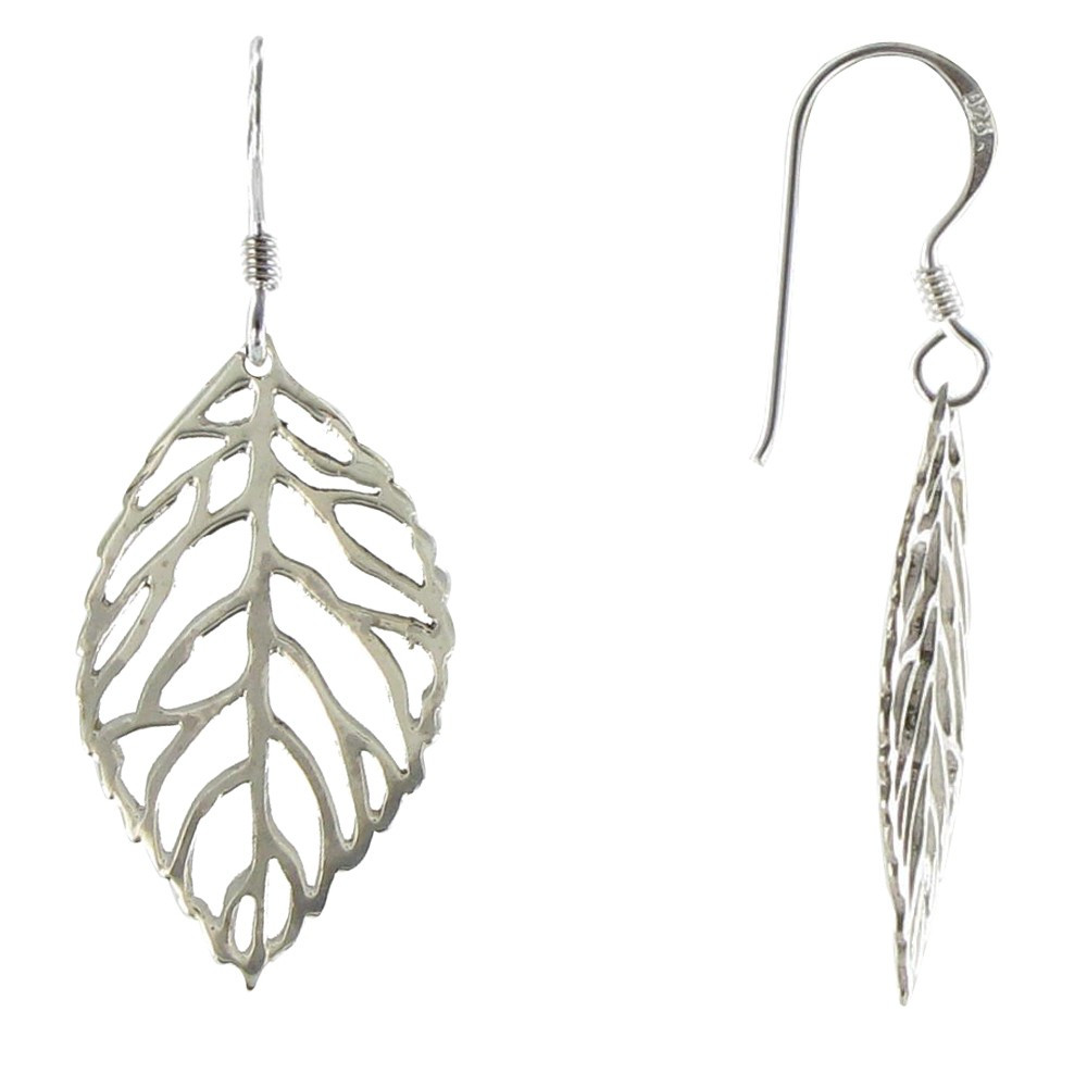 LES POULETTES BIJOUX V Boucles d'Oreilles Feuilles Ajourées Argent 925