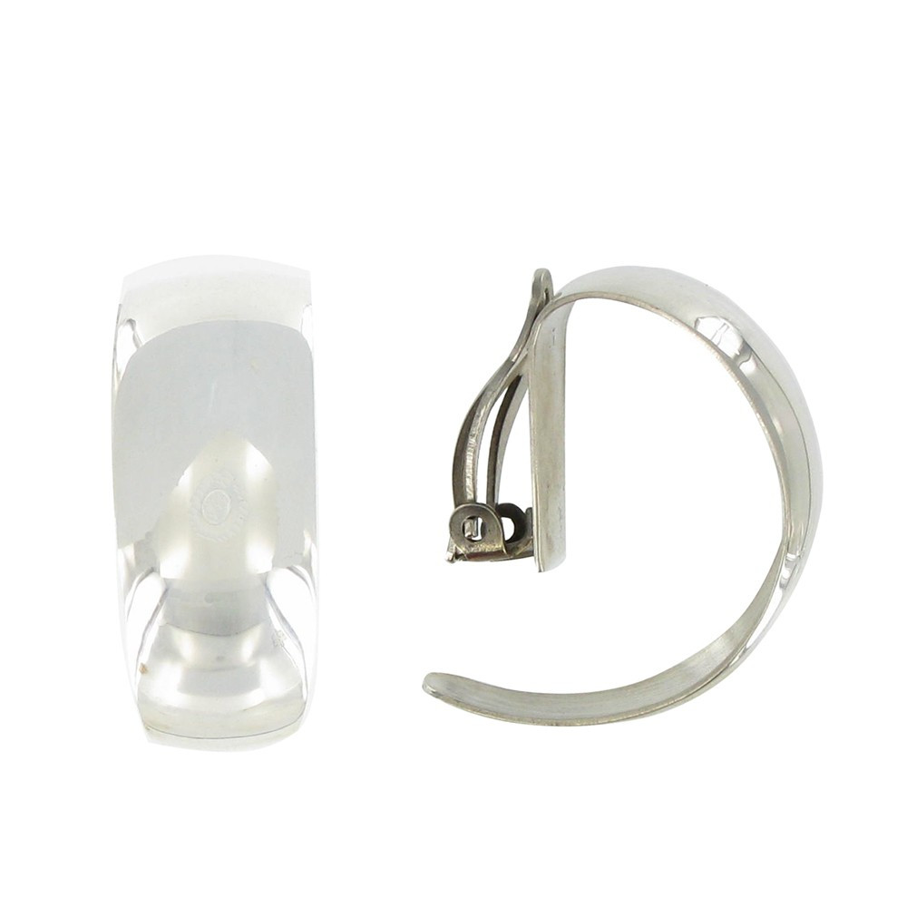 LES POULETTES BIJOUX V Boucles d'Oreilles Créoles Clip Demi-Lune Argent 925