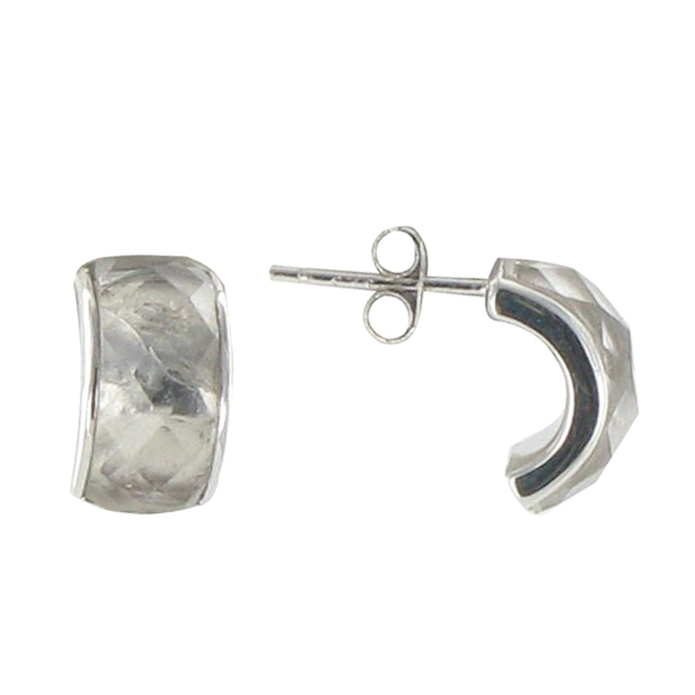 LES POULETTES BIJOUX Boucles d'Oreilles Clous Demi-Lune et Zirconium Cristal