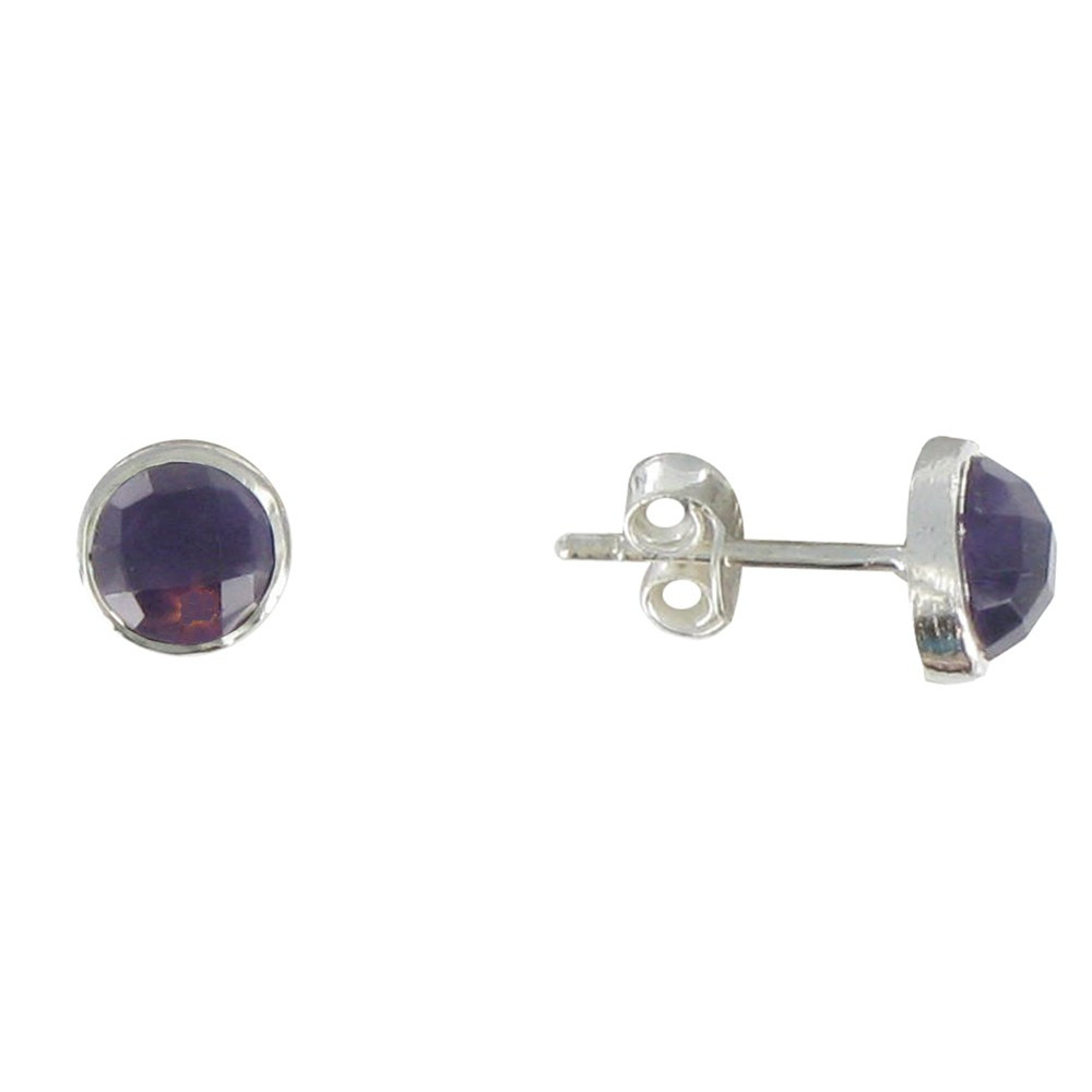 LES POULETTES BIJOUX Boucles d'Oreilles Argent Puces Demi-Sphère d'Améthyste LES POULETTES BIJOUX Boucles d'Oreilles Argent Puces Demi-Sphère d'Améthyste