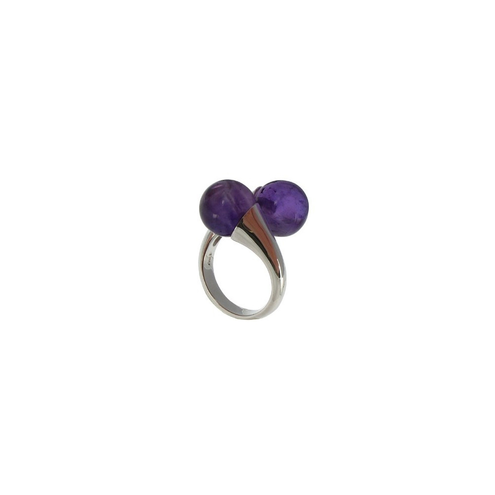 LES POULETTES BIJOUX Bague Argent Toi et Moi Améthyste - taille 52