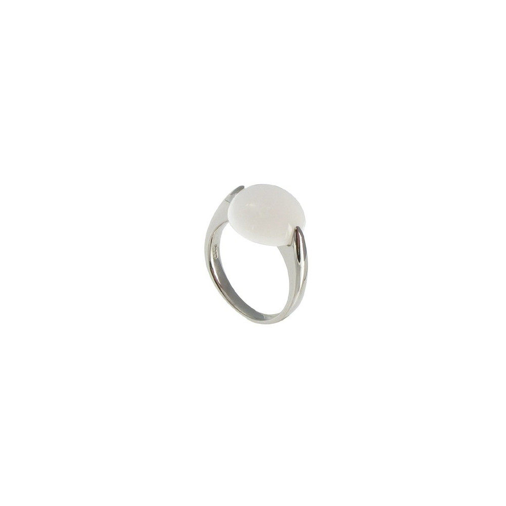 LES POULETTES BIJOUX Bague Argent Demi Lune Agate Blanche - taille 56