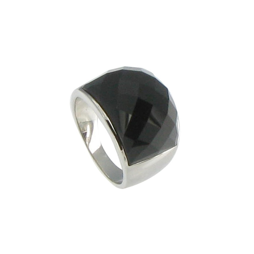 LES POULETTES BIJOUX Bague Dôme Argent Onyx Noir - taille 52