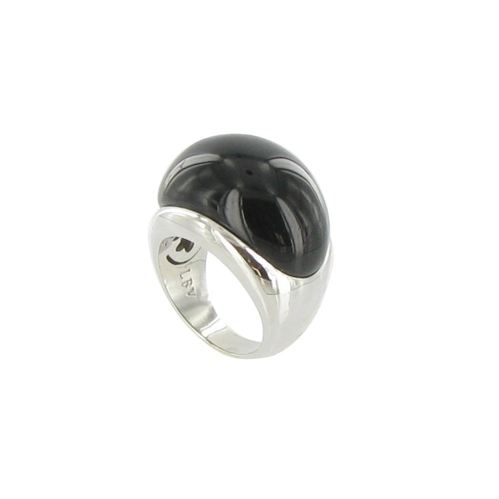 LES POULETTES BIJOUX Bague Argent Dôme Coquille d'Onyx Noir - taille 56