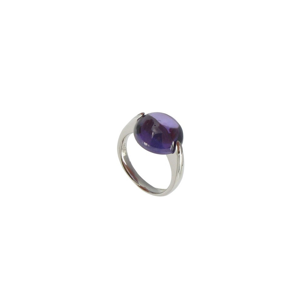 LES POULETTES BIJOUX Bague Argent Demi Lune Zirconium Lilas - taille 52