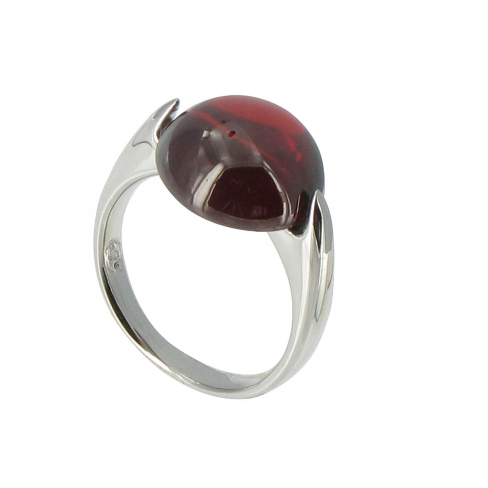 LES POULETTES BIJOUX Bague Argent Demi Lune Zirconium Rubis - taille 58