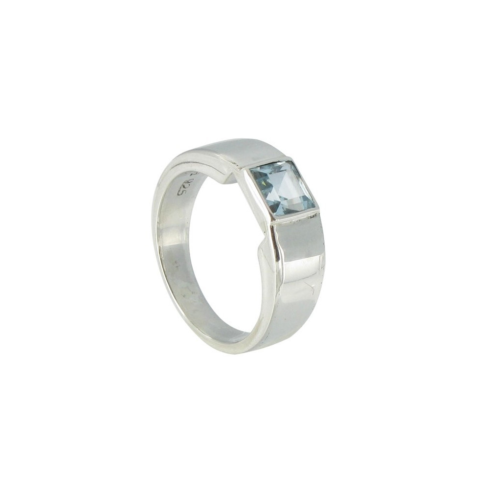 LES POULETTES BIJOUX - Bague Argent Topaze Carrée - taille 48