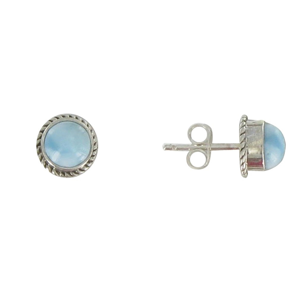 LES POULETTES BIJOUX Boucles d'Oreilles Argent Cylindre de Larimar