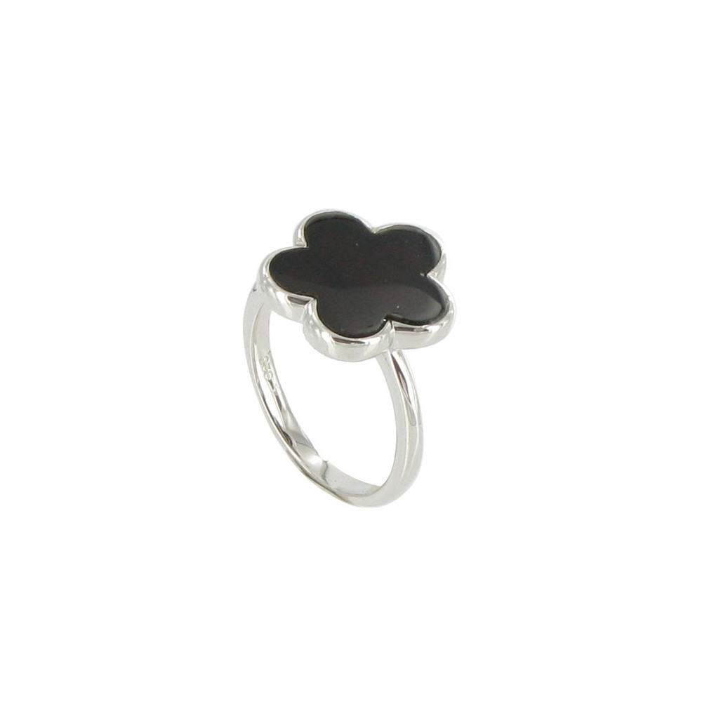 LES POULETTES BIJOUX Bague Argent 925 Chance Onyx Noir - taille 60