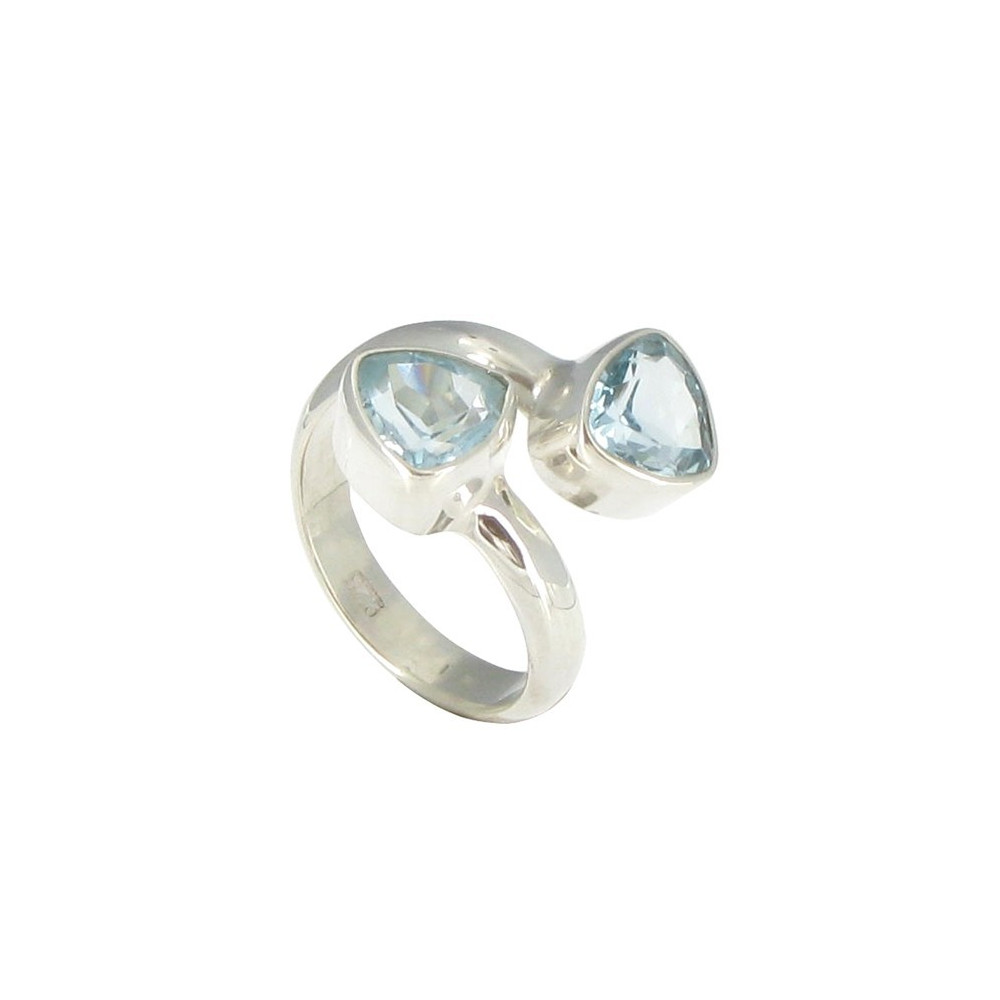 LES POULETTES BIJOUX Bague Argent Toi et Moi Topazes Bleues LES POULETTES BIJOUX Bague Argent Toi et Moi Topazes Bleues