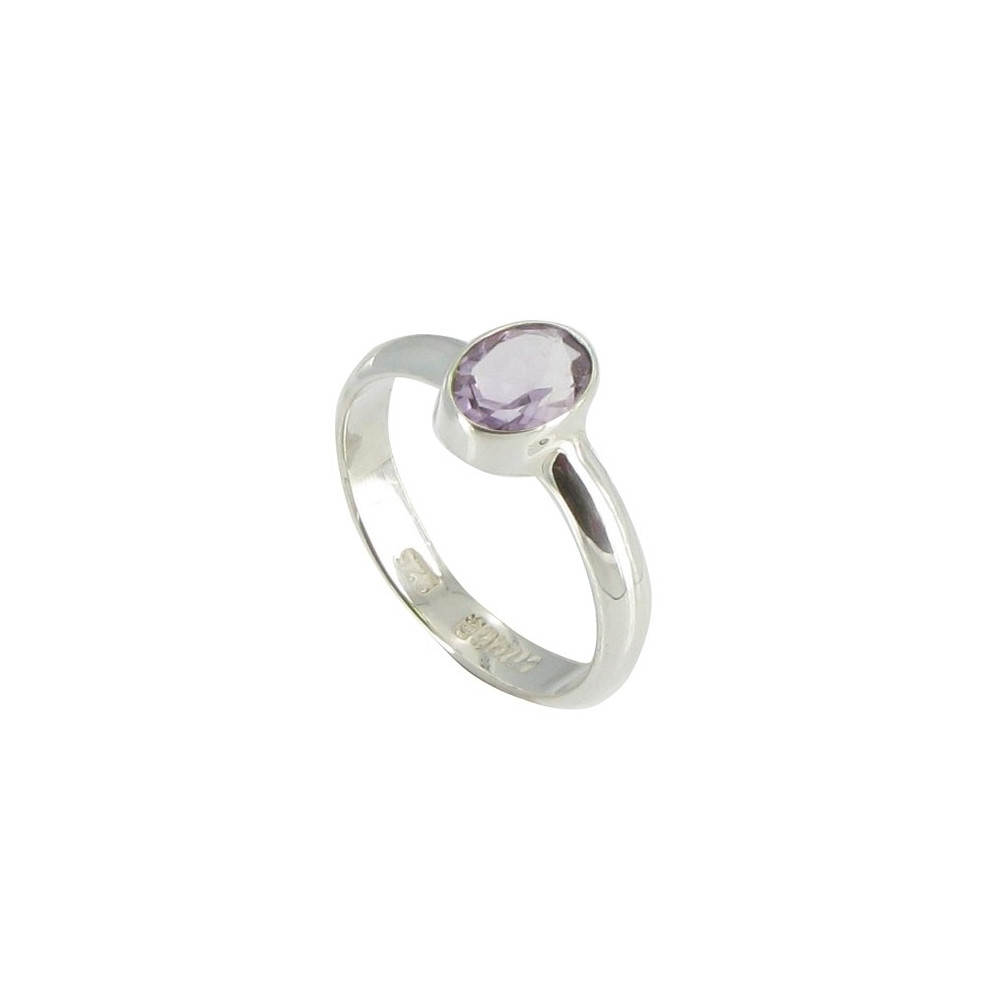 LES POULETTES BIJOUX - V Bague Argent 925 et son Améthyste Ovale - taille 58