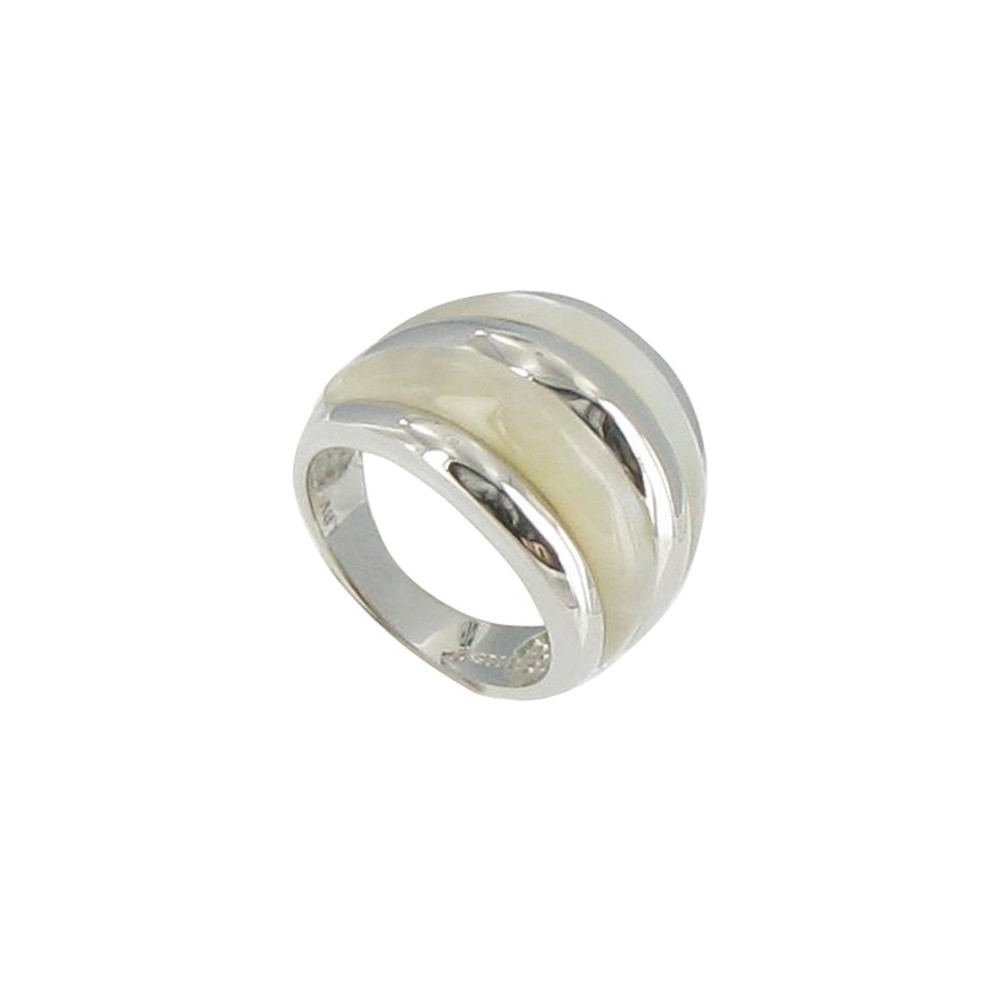 LES POULETTES BIJOUX Bague Argent 925 et Rayures de Nacre - taille 50