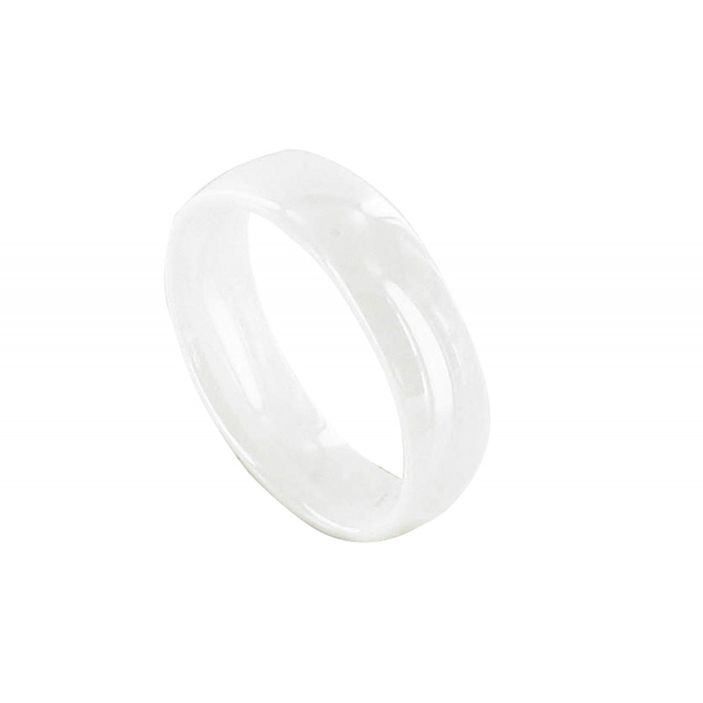 LES POULETTES BIJOUX Bague Anneau Large de Céramique Blanche - 6mm - taille 56