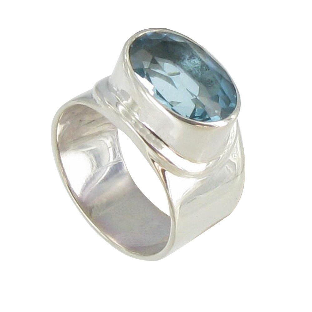LES POULETTES BIJOUX V Bague Argent Topaze Ovale Sertie - taille 54 LES POULETTES BIJOUX V Bague Argent Topaze Ovale Sertie - taille 54