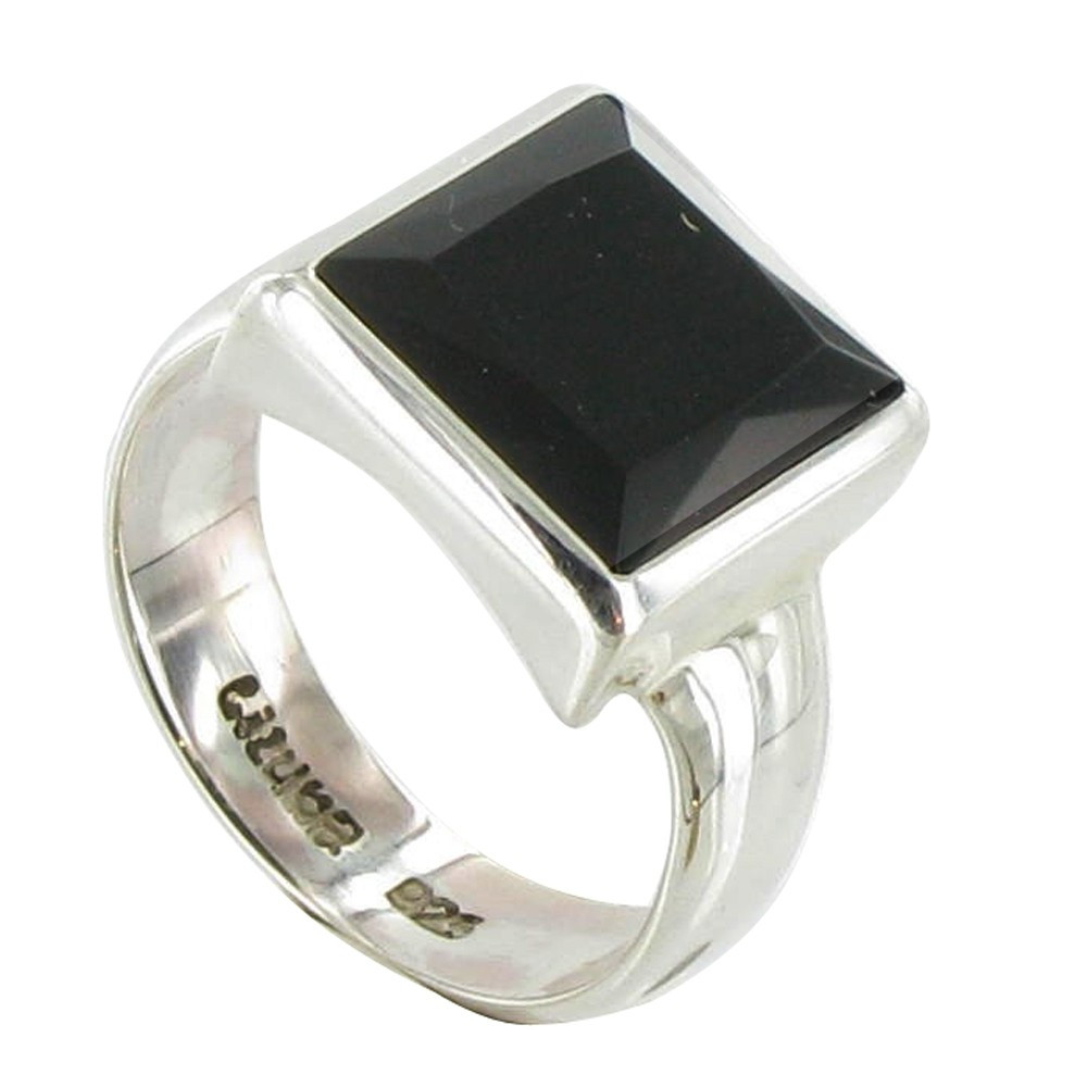 LES POULETTES BIJOUX V Bague Argent Carré d'Onyx Noir - taille 56