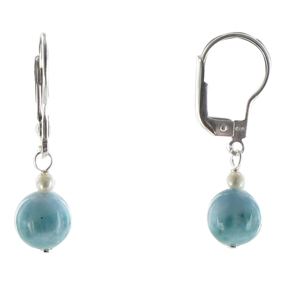 LES POULETTES BIJOUX Boucles d'Oreilles Argent Dormeuse Perle de Culture et de Larim LES POULETTES BIJOUX Boucles d'Oreilles Argent Dormeuse Perle de Culture et de Larim