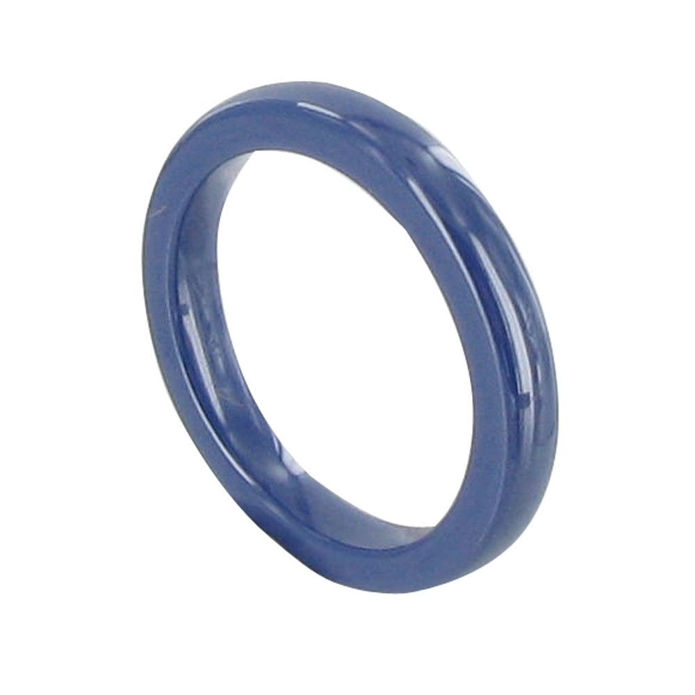 LES POULETTES BIJOUX Bague Anneau de Céramique Bleue - 3mm - taille 50