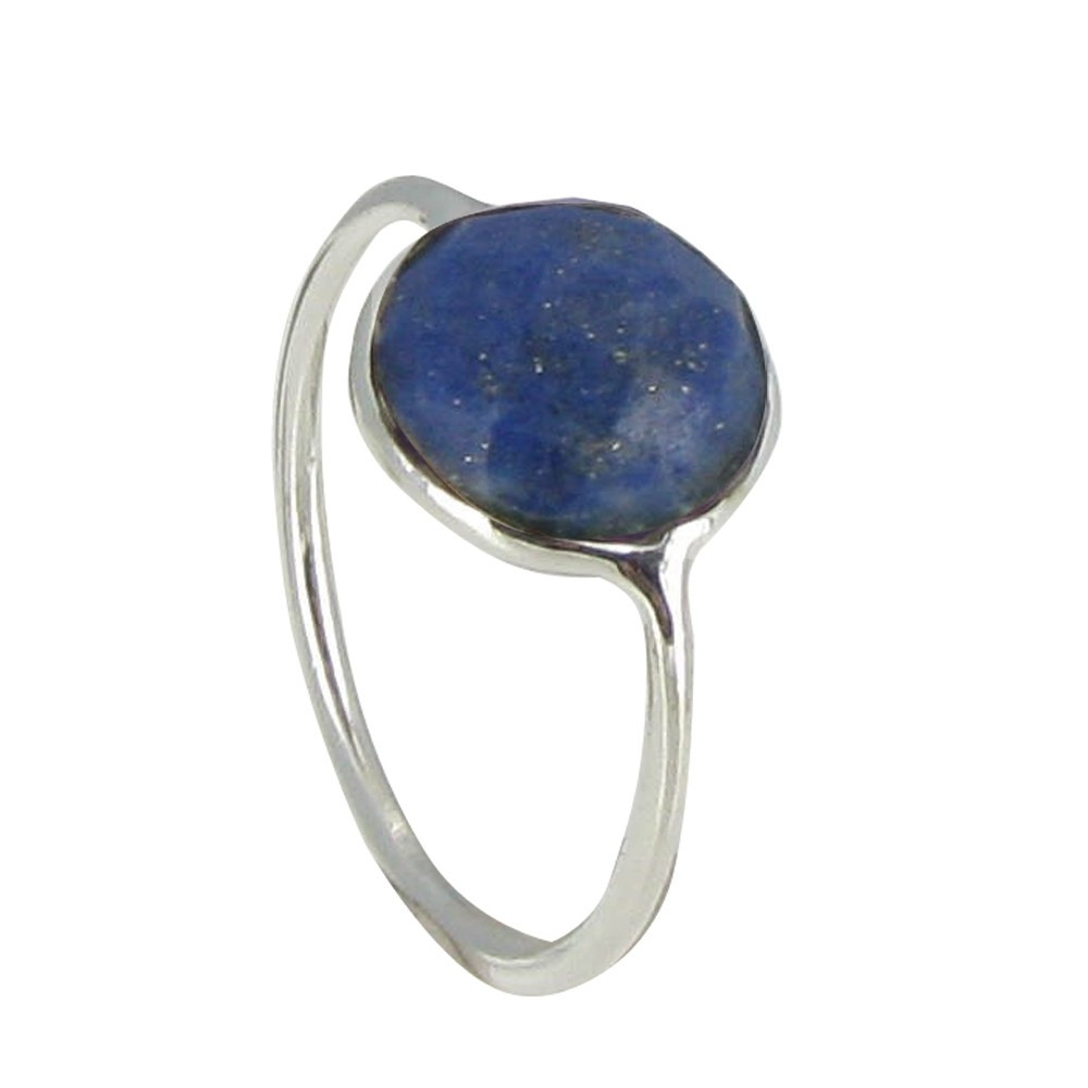 LES POULETTES BIJOUX V Bague Argent Grande Demi-Sphère Facettée de Lapis Lazuli - ta