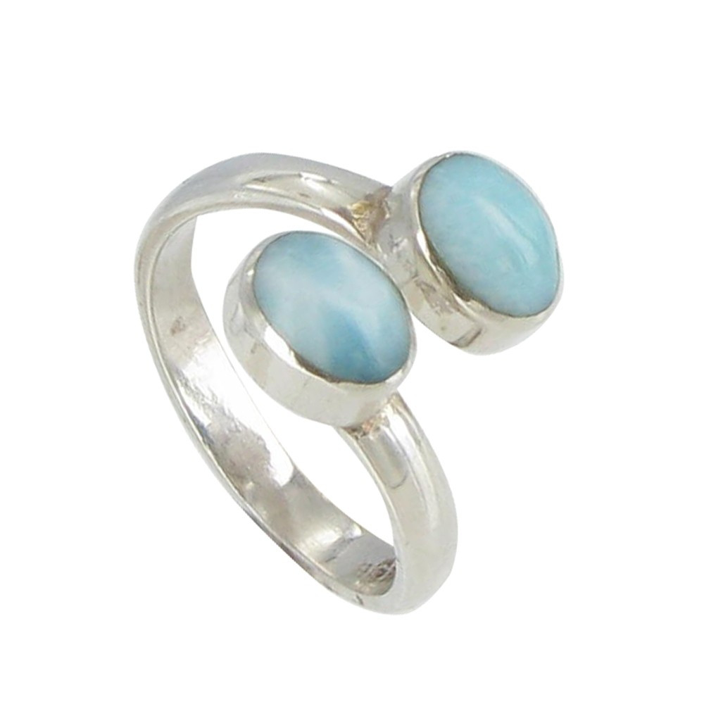 LES POULETTES BIJOUX Bague Argent Toi et Moi Larimar - taille 58
