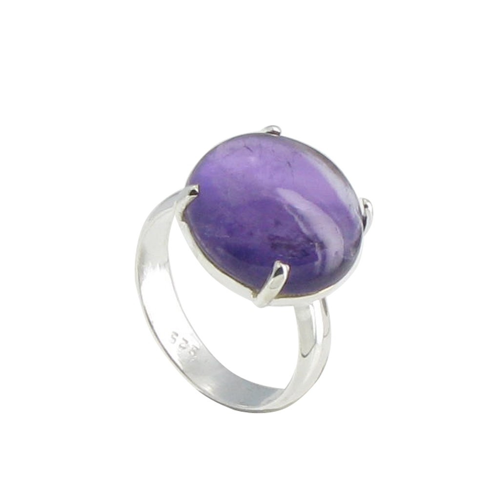 LES POULETTES BIJOUX Bague Argent Pavé d'Améthyste Serti - taille 50
