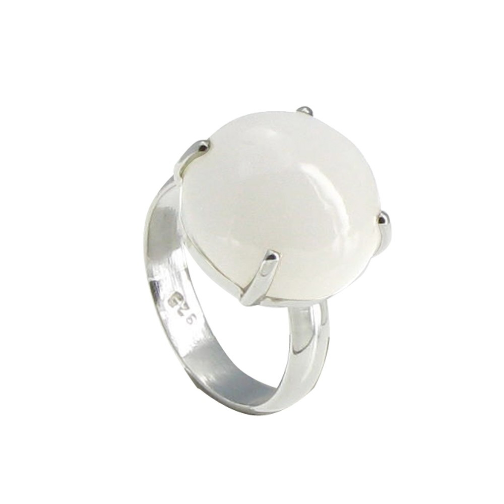 LES POULETTES BIJOUX Bague Argent Pavé d'Agate Blanche Sertie - taille 54