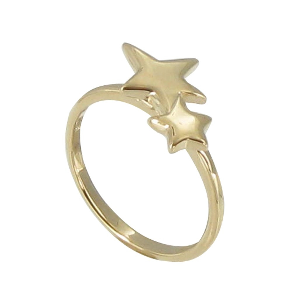 LES POULETTES BIJOUX - V Bague Plaqué Or Deux Etoiles - taille 60