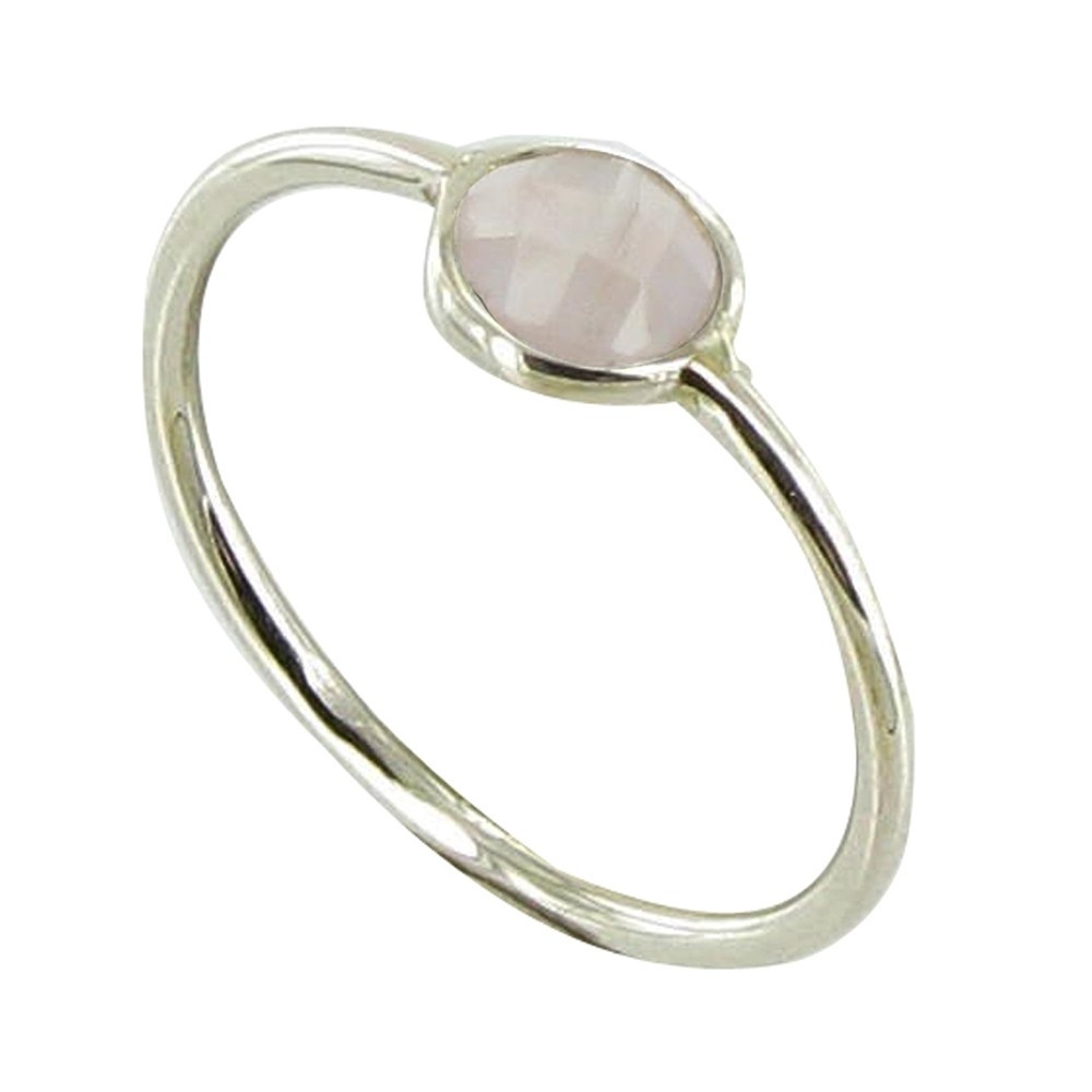 LES POULETTES BIJOUX Bague Argent 925 Demi-Sphère de Quartz Rose