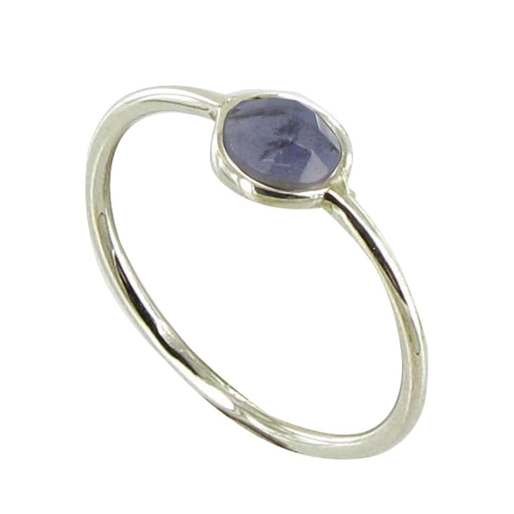 LES POULETTES BIJOUX - Bague Argent 925 Demi-Sphère d'Iolite - taille 50