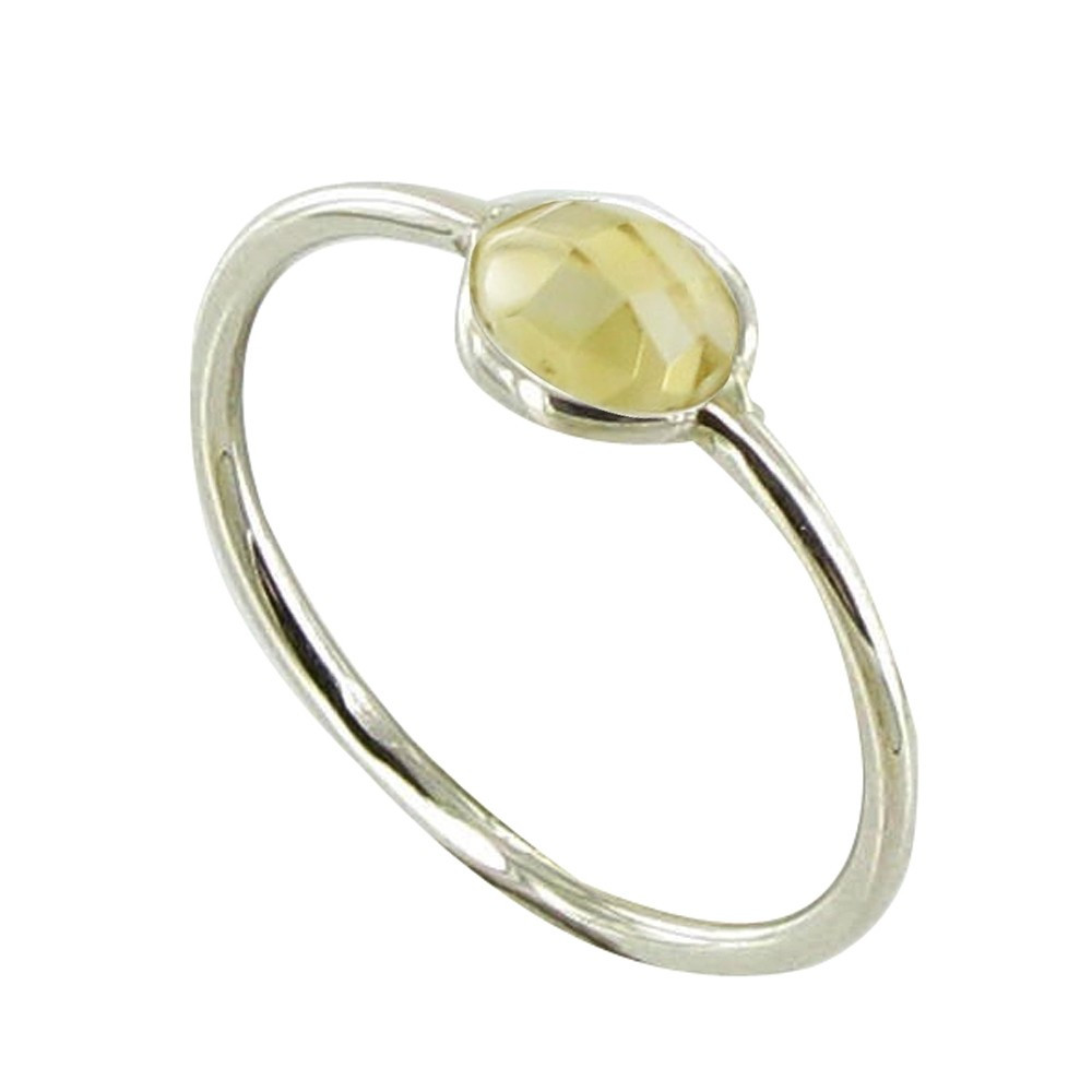 LES POULETTES BIJOUX Bague Argent 925 Demi-Sphère de Citrine - taille 52