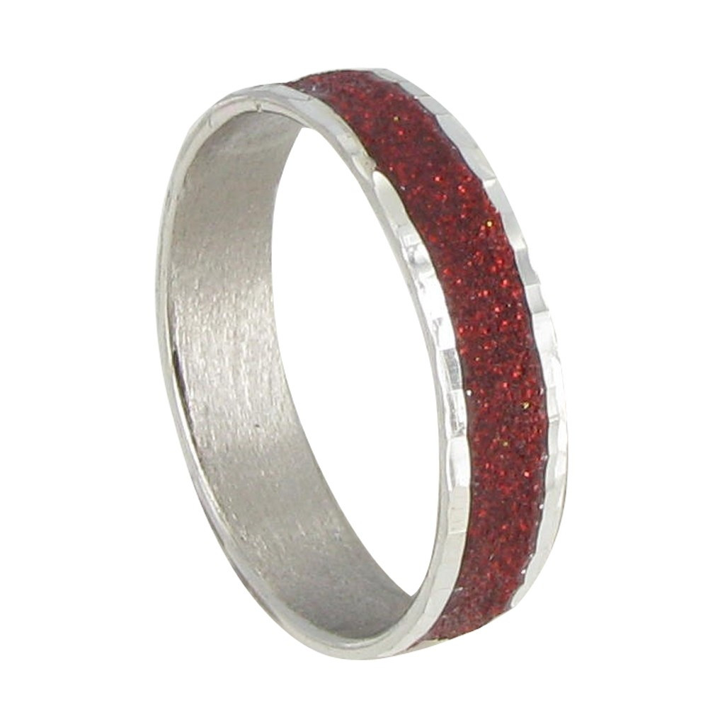 LES POULETTES BIJOUX Bague Argent 925 Paillettes Rouge - taille 56
